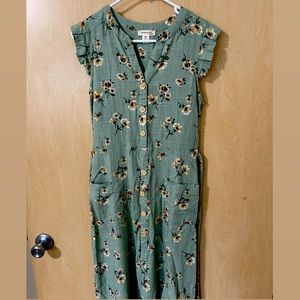 Minty Mid-Length Floral Dress